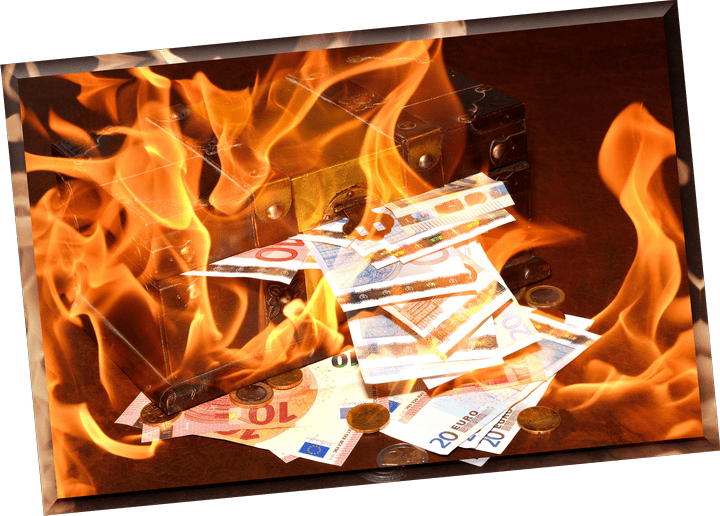 An image of money burning